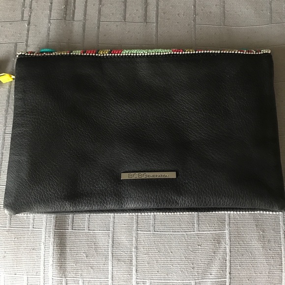 BCBG Generation Leather hand embroidered clutch - Picture 2 of 7